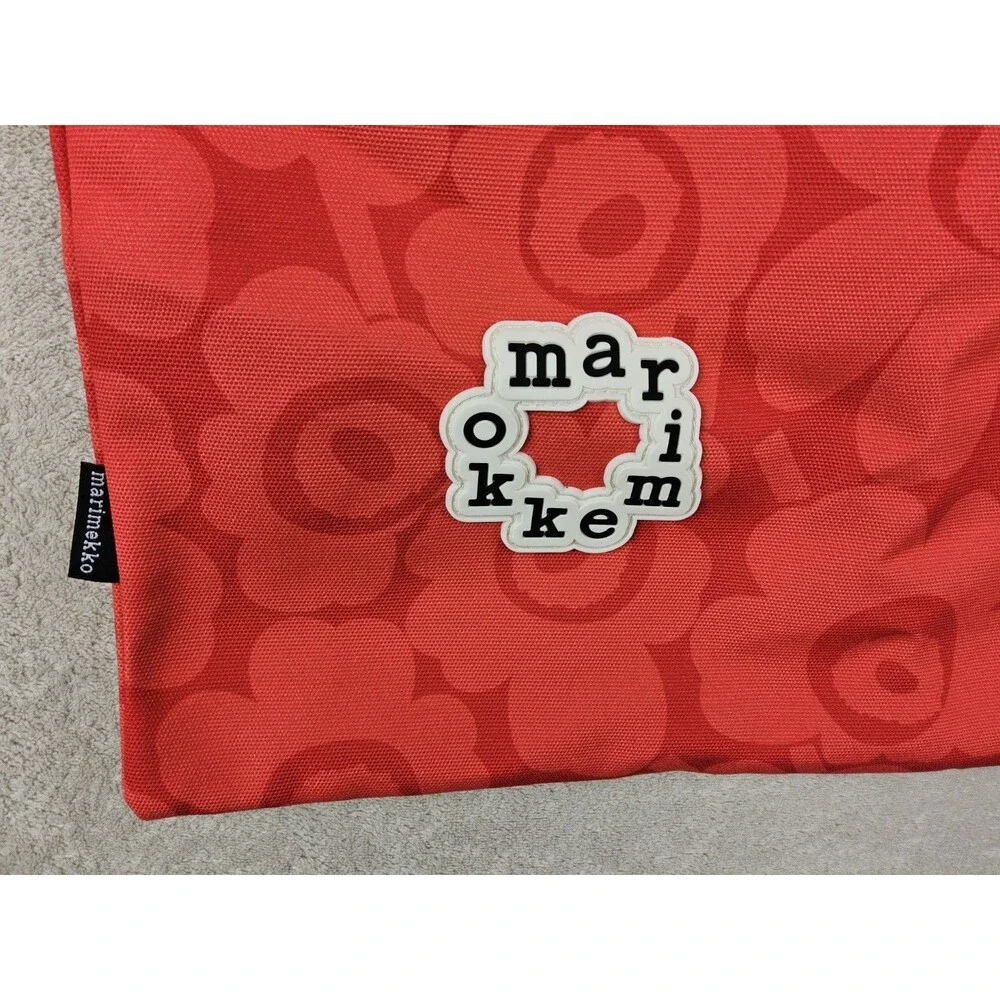 Marimekko Kioski Metka Mini Unikko Red Floral Canvas Tote Bag NWT Logo Patch
